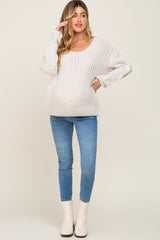 Ivory Chunky Knit Maternity Sweater