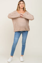 Taupe Chunky Knit Maternity Sweater