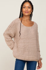 Taupe Chunky Knit Maternity Sweater