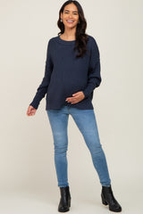 Navy Blue Ribbed Maternity Sweater