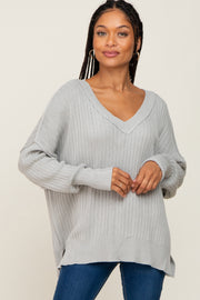 Light Mint V-Neck Oversized Sweater