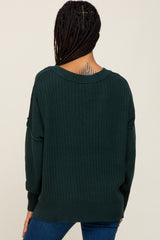 Green V-Neck Oversized Sweater