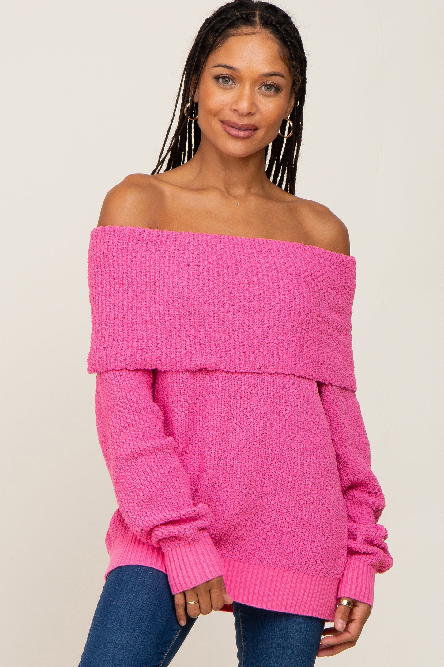 Fold Over Off Shoulder Sweater
