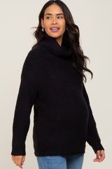 Black Soft Knit Cutout Back Maternity Sweater