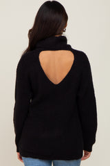 Black Soft Knit Cutout Back Maternity Sweater