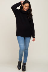 Black Soft Knit Cutout Back Maternity Sweater