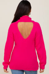 Fuchsia Soft Knit Cutout Back Maternity Sweater