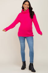 Fuchsia Soft Knit Cutout Back Maternity Sweater