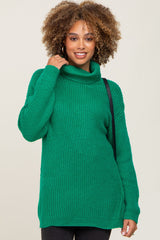 Green Soft Knit Cutout Back Maternity Sweater