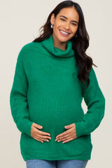 Green Soft Knit Cutout Back Maternity Sweater