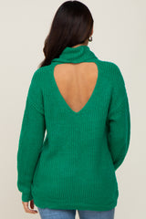 Green Soft Knit Cutout Back Maternity Sweater