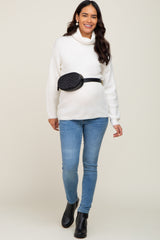 Ivory Soft Knit Cutout Back Maternity Sweater