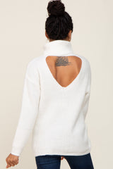 Ivory Soft Knit Cutout Back Sweater