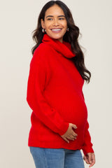 Red Soft Knit Cutout Back Maternity Sweater