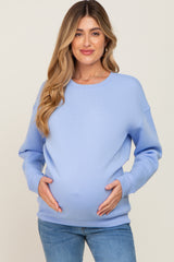 Light Blue Basic Maternity Sweatshirt