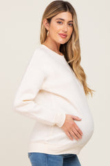 Beige Basic Maternity Sweatshirt