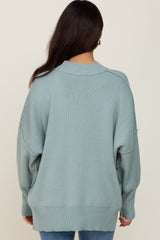 Mint Green Mock Neck Exposed Seam Maternity Sweater