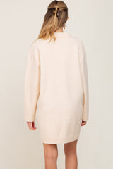 Cream Collared Button Front Maternity Sweater Dress