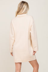 Cream Collared Button Front Sweater Dress