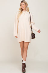 Cream Collared Button Front Sweater Dress