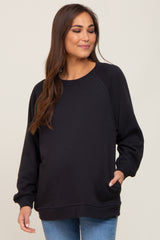 Black Pullover Basic Maternity Sweatshirt