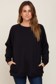 Black Pullover Basic Sweatshirt