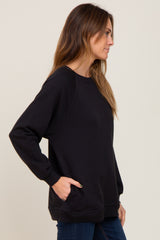 Black Pullover Basic Sweatshirt