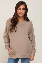 Taupe Pullover Basic Maternity Sweatshirt