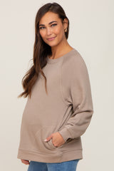 Taupe Pullover Basic Maternity Sweatshirt