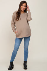 Taupe Pullover Basic Maternity Sweatshirt