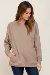 Taupe Pullover Basic Maternity Sweatshirt