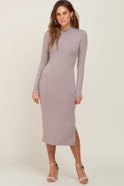 Taupe Mock Neck Long Sleeve Dress