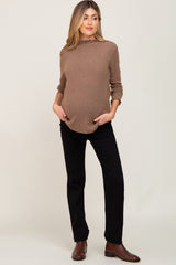 Black Straight Leg Raw Hem Maternity Jeans