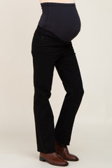 Black Straight Leg Raw Hem Maternity Jeans