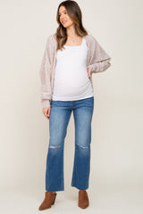 Blue Open Knee Straight Leg Maternity Jeans