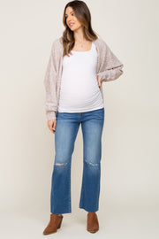 Blue Open Knee Straight Leg Maternity Jeans