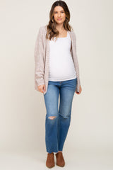 Blue Open Knee Straight Leg Maternity Jeans