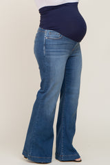 Navy Blue Flared Leg Maternity Plus Jeans