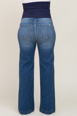 Navy Blue Flared Leg Maternity Plus Jeans