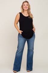 Navy Blue Flared Leg Maternity Plus Jeans