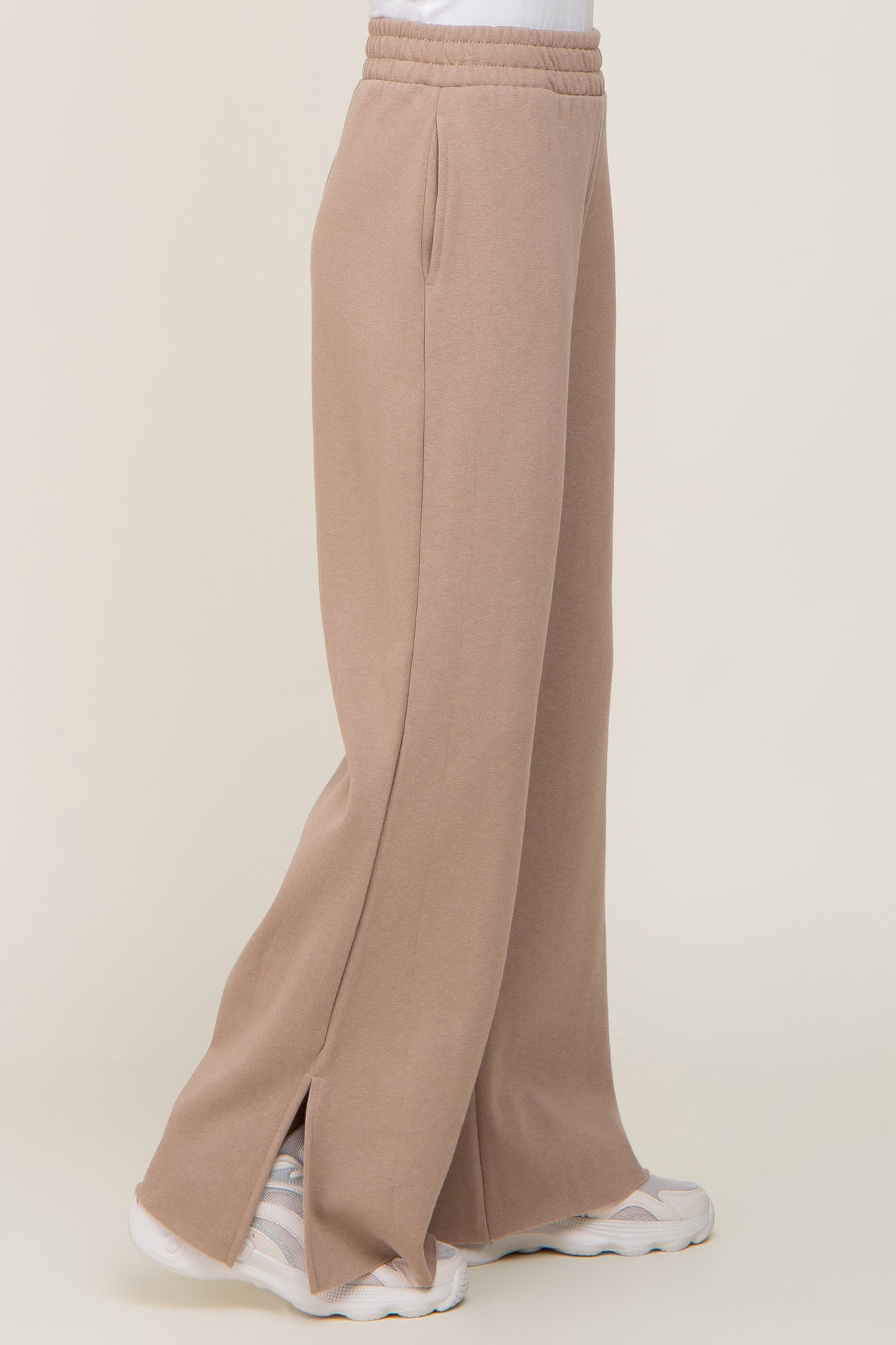 Taupe Soft Wide Leg Side Slit Sweatpants – PinkBlush