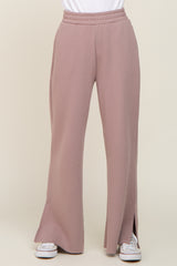 Mocha Soft Wide Leg Side Slit Sweatpants