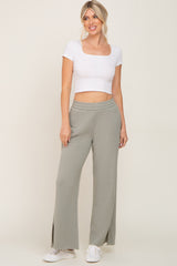 Sage Soft Wide Leg Side Slit Sweatpants