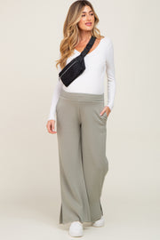 Sage Soft Wide Leg Side Slit Maternity Sweatpants