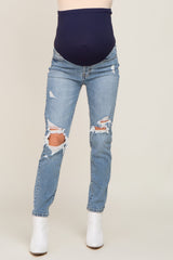 Light Blue Distressed Maternity Jeans