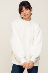 Ivory Ribbed Knit Long Sleeve Sweater