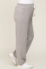 Grey Wide Leg Drawstring Maternity Lounge Pants