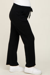 Black Wide Leg Drawstring Maternity Lounge Pants