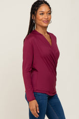 Dark Burgundy Long Sleeve Wrap Nursing Top