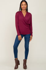 Dark Burgundy Long Sleeve Wrap Nursing Top